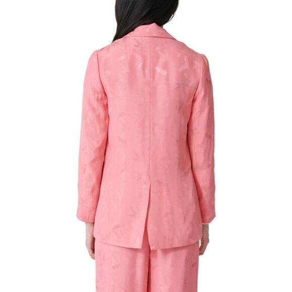 Maje Vala Jacquard Pink Blazer Bird Print Button Size S - Picture 6 of 13